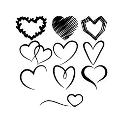 10 Heart Svg Bundle, Heart Svg, Hand Drawn Heart svg, Open Heart Svg, Doodle Heart Svg, Sketch Heart Svg, Love Svg