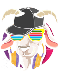 Funny Goat Retro Punk Goat With Headphones Dj Goat Music Gift