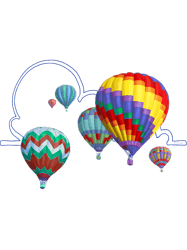 Golf Golfer Colorful Hot Air Balloons Montgolfier Dirigible Cloud