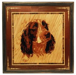 Cocker Spaniel Dog portrait inlay framed mosaic wood panel ready to hang home wall decor boho art wood decor ready