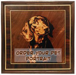 Custom Pet Portrait Marquetry Pet Memorial Gift Veneer Portrait From Photo Framed Dog Portrait Dog Panel Cat Panel Pet