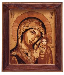Mother Mary art Orthodox Byzantine Christian Wood Icon of the Virgin Mary of Kazan Home Decor Wall wood mosaic religious