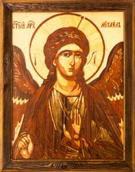 Archangel Michael Icon Orthodox Byzantine Christian Wood Icon Home Decor Wall wood mosaic religious art veneer panel