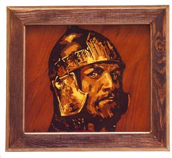 Saint Alexander Nevsky portrait Orthodox Byzantine Christian Wood portrait Wall wood mosaic religious art veneer panel