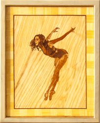 Ballet Dancer wood carving home decor boho style marquetry inlay framed picture wall art panel home decor gift wood