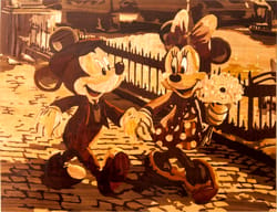 Mickey Minnie Disney characters framed wood picture home decor boho style marquetry inlay wall art panel home decor gift