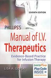 TEST BANK FOR PHILLIP'S MANUAL OF I.V THERA-PEUTICS EVIDENCE-BASED PRACTICE FOR INFUSION THERAPY 7TH EDITION
