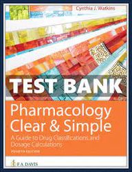 Test Bank For Pharmacology Clear and Simple A Guide to Drug Classifications and Dosage Calculations 4th Edition