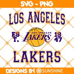 Los Angeles Lakers est 1947 Svg, Los Angeles Lakers Svg, NBA Team SVG, America Basketball Team Svg