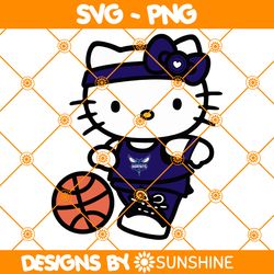 Hello Kitty Charlotte Hornets SVG, Charlotte Hornets Svg, Hello Kitty Svg, NBA Team SVG, America Basketball Svg