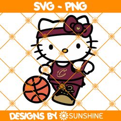 Hello Kitty Cleveland Cavaliers SVG, Cleveland Cavaliers Svg, Hello Kitty Svg, NBA Team SVG, America Basketball Svg
