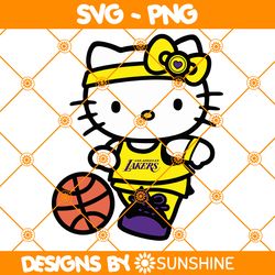 Hello Kitty Los Angeles Lakers SVG, Los Angeles Lakers Svg, Hello Kitty Svg, NBA Team SVG, America Basketball Svg