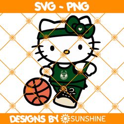 Hello Kitty Milwaukee Bucks SVG, Milwaukee Bucks Svg, Hello Kitty Svg, NBA Team SVG, America Basketball Svg