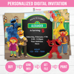 Sesame street printable birthday invitation - Sesame street Personalized invitation
