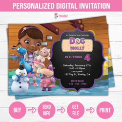 Doc mcstuffins printable birthday invitation - Doc mcstuffins Personalized invitation