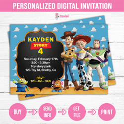 Toy story printable birthday invitation - Toy story Personalized invitation