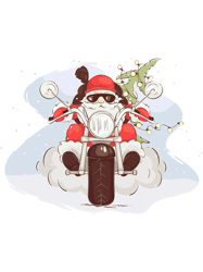 Motocross Biker Funny Merry Christmas Cool Santa Riding A Motorcycle