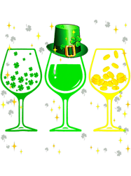 Three Wine Glasses Clover Shamrock St Patrick Day Irish 8