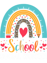 School Social Worker Boho Rainbow Leopard School Worker