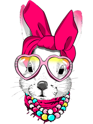 Rabbits Cute Bunny With Bandana Heart Glasses Necklace Easter Day