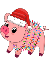 Pig Lover Christmas Lights Pig Wearing Xmas Hat Pig Lover Farmer