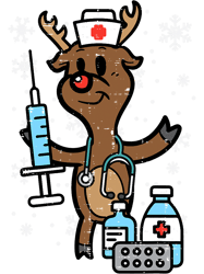 Nursing Christmas Nurse Reindeer Funny Xmas Nursing Scrub Top Women