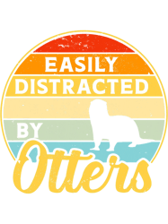 Otters Easily Distracted By Otters Retro Sunset Womens River Otter