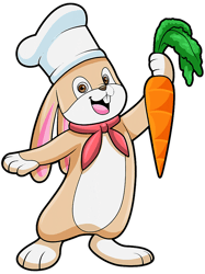 Rabbits Cook Chef hat Carrot