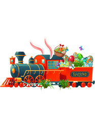 Rabbits Funny Bunny Train Colorful Eggs Happy Easter Day Men Boys
