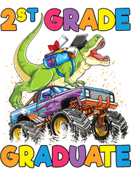Kids 2nd Grade Graduation T Rex Monster Truck 2nd Grade Graduate-433