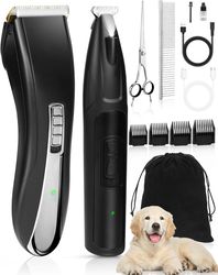LEYOUFU Dog Clippers Grooming Kit, 2 in 1 Professional Dog Clippers for Thick Heavy Coats, Low Noise Dog Paw Trimmer