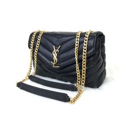 Yves Saint Laurent Loulou Small in Quilted Leather - Black