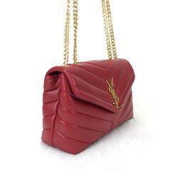 Yves Saint Laurent Loulou Small in Quilted Leather - Red