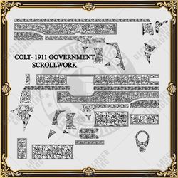 Firearms Engraving Colt1911 Government Scroll Work Laser Cutting Design