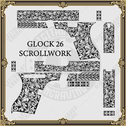 Laser Engraving Firearms Glock 26 Scrollwork Vector Design
