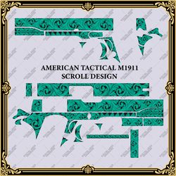 Laser Engraving Firearms Vector Design AMERICAN TACTICAL M1911 "SCROLLWORK"