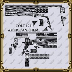 Laser Engraving Firearms Vector Design Colt 1911 "AMERICAN THEME"