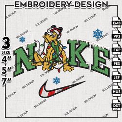 Nike Santa Pluto Christmas Lights Embroidery Files, Christmas Embroidery Design, Disney Machine Embroidery Design