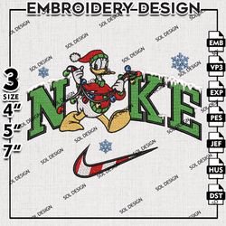 Nike Donald Duck Santa Christmas Embroidery Files, Merry Christmas Embroidery Design, Disney Machine Embroidery Design