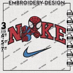 Spiderman Embroidery Files, Nikey Spider man Embroidery Design, Marvel Emb File, 3 sizes Machine Emb Files