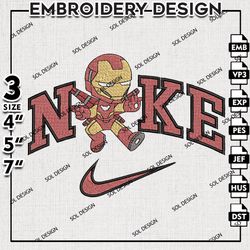 Nikey Funny Iron Man Embroidery Files, Superhero MCU Embroidery Design, 3 sizes Machine Emb File, Digital Download