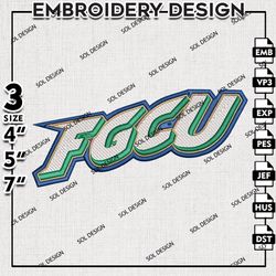 Florida Gulf Coast Eagles Embroidery Files, NCAA Team Embroidery Design, Florida Gulf Coast 3 sizes Machine Emb File