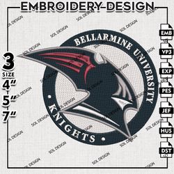 Bellarmine Knights Logo Embroidery Files, NCAA Team Embroidery Design, NCAA Bellarmine Knights 3 sizes Machine Emb Files