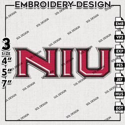 NCAA Northern Illinois Huskies Logo Embroidery File, NCAA NIU Team Embroidery Design, NCAA 3 sizes Machine Emb File