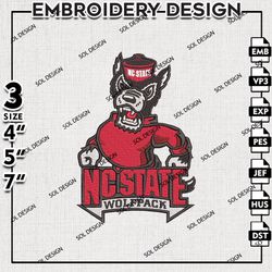NC State Wolfpack embroidery Files, NC State Wolfpack embroidery, Ncaa NC State Wolfpack logo, NCAA embroidery