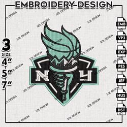 New York Liberty embroidery Designs, New York Liberty Machine embroidery files , WNBA Logo, Machine Embroidery Designs