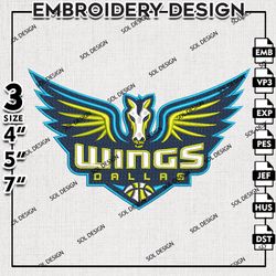 Dallas Wings embroidery Designs, WNBA Dallas Wings Logo Machine embroidery files , WNBA Logo, Embroidery Designs