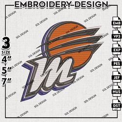 Phoenix Mercury embroidery Designs, WNBA Phoenix Mercury Logo Machine embroidery files , WNBA Logo, Embroidery Designs