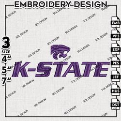 Kansas State Wildcats embroidery Designs, Ncaa Kansas State Wildcats machine embroidery, Ncaa Wildcats, NCAA embroidery