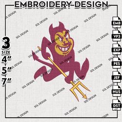 Arizona State Sun Devils embroidery Designs, Ncaa Sun Devils machine embroidery, Ncaa Sun Devils Logo, NCAA embroidery